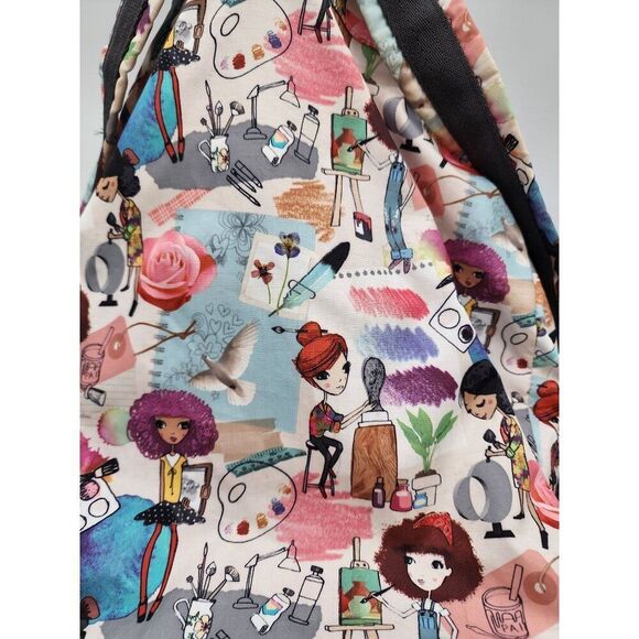 Lesport sac Colorful Artist-Themed Backpack With Drawstring & Buckle Closures Ad - Picture 4 of 12